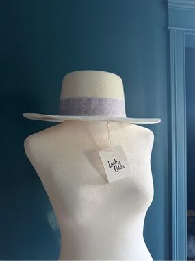 Lack Of Color Cream Fedora with Lavender Band